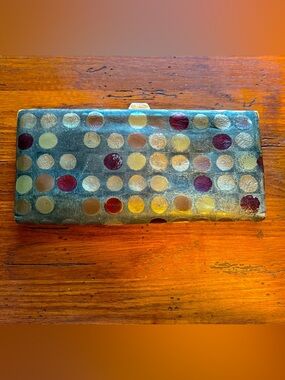 Lodis handpainted vintage Leather clutch with Gold Trim
